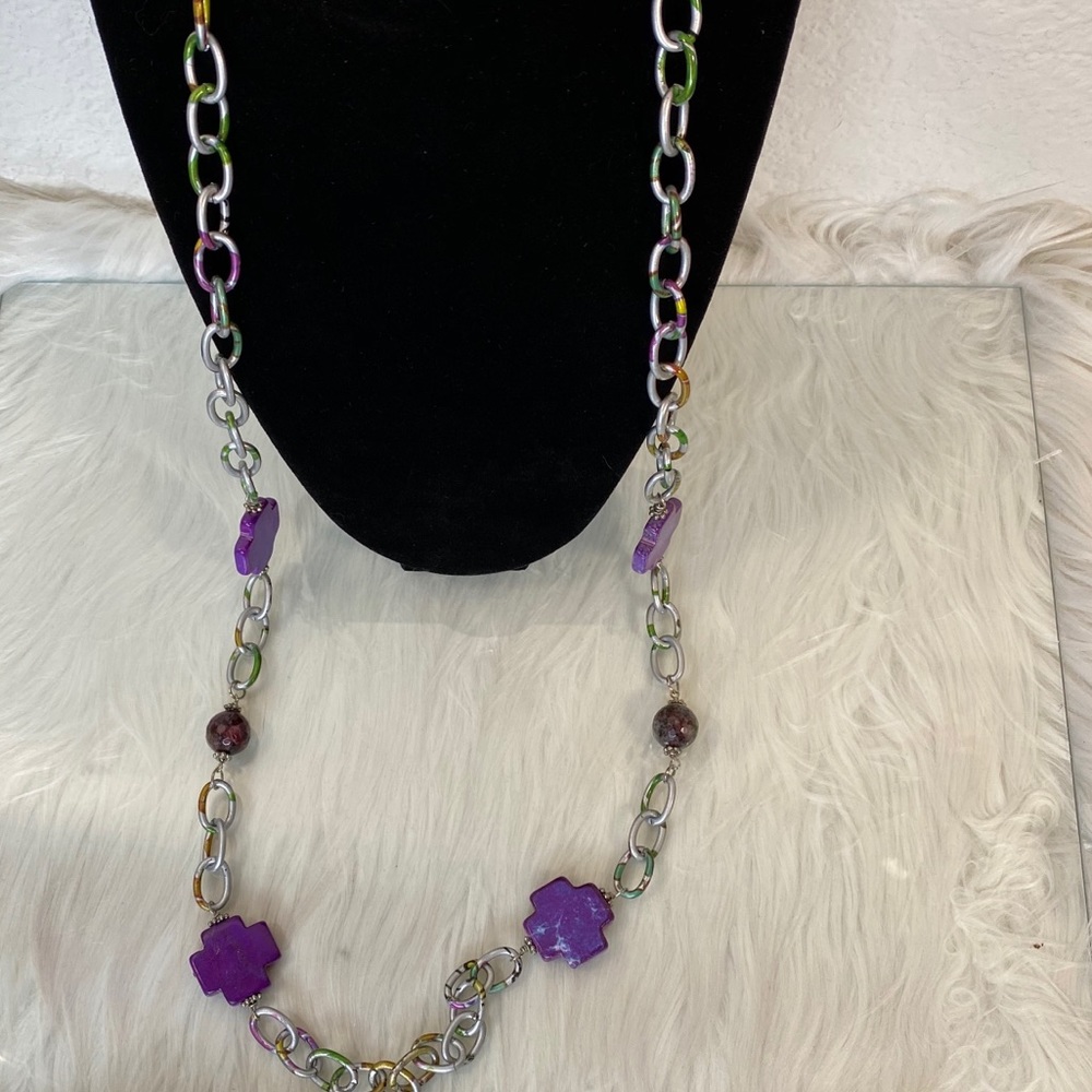 Beautiful long Necklace  the look of tye dye chain